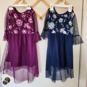 2 Wonder Nation 4-5 low/high floral sequins, tulle,blue&purple dress. UGC